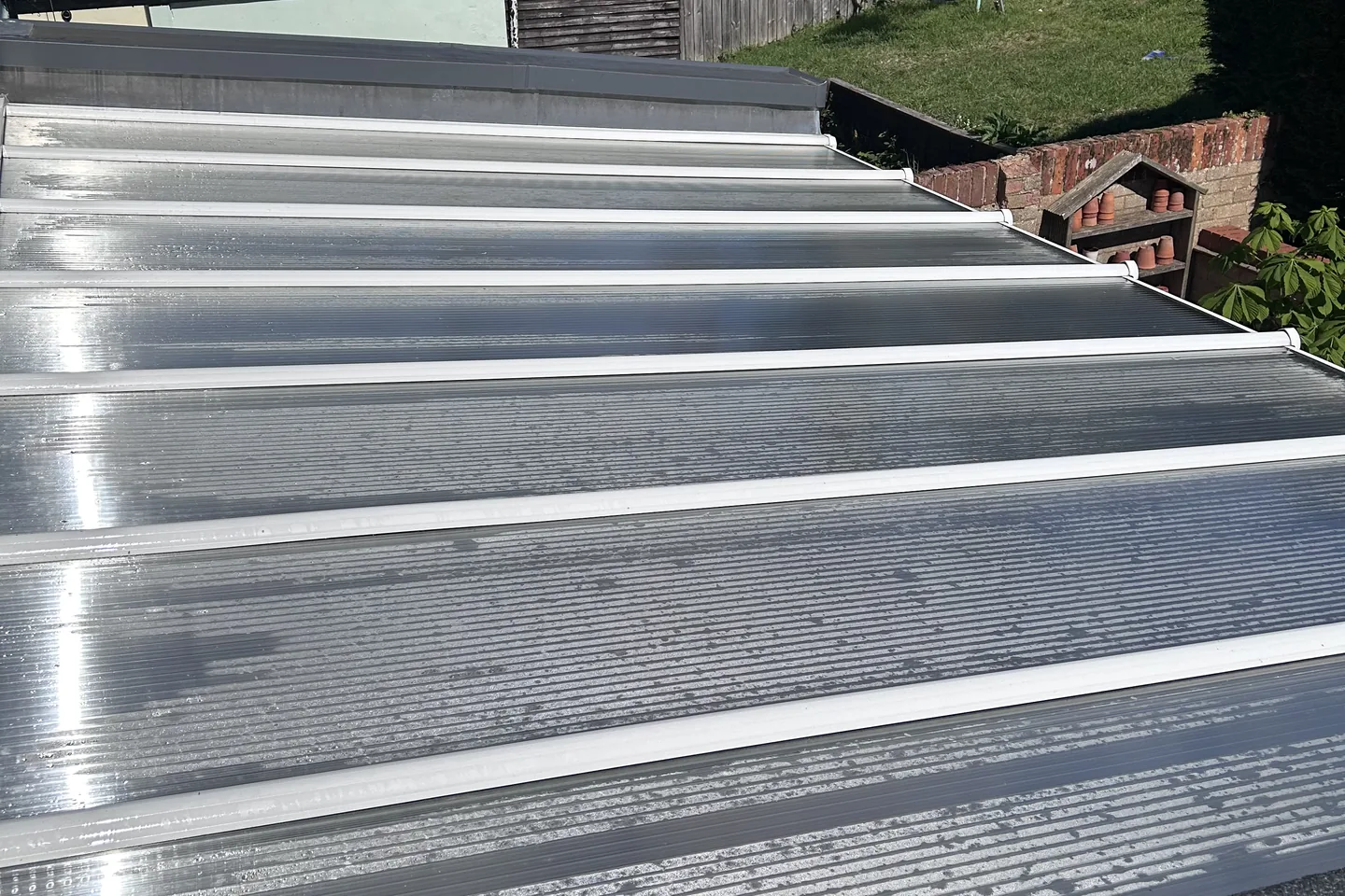 Conservatory glass and roof cleaned, drying spot-free